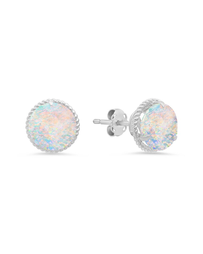 Max + Stone 14k 0.40 Ct. Tw. Created Opal Halo Studs In Blue