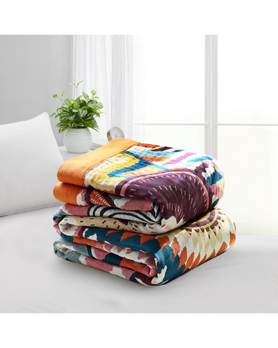 Unikome Boho Cotton Throw Blanket With Sunrise Design In Multi