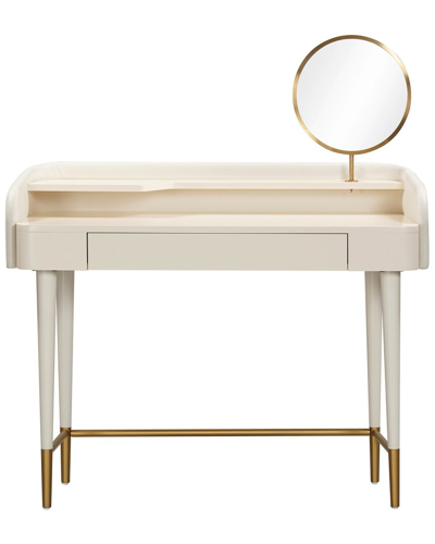 Tov Furniture Penelope Vegan Leather Wrapped Vanity Desk In White