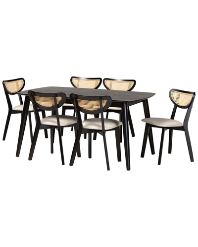 Baxton Studio Dannell Mid-century Modern 7pc Dining Set In Black