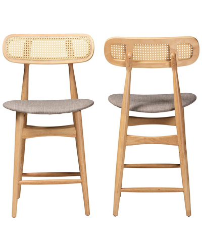 Baxton Studio Darrion Mid-century Modern 2pc Counter Stool Set In Neutral