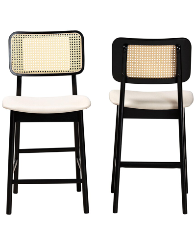 Baxton Studio Dannon Mid-century Modern 2pc Counter Stool Set In Black