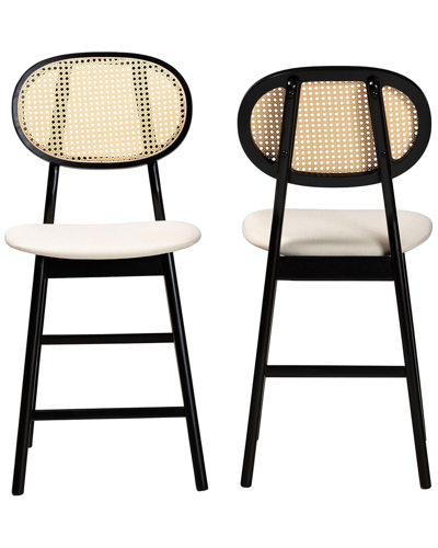 Baxton Studio Darrion Mid-century Modern 2pc Counter Stool Set In Black