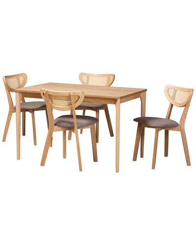 Baxton Studio Dannell Mid-century Modern 5pc Dining Set In Brown