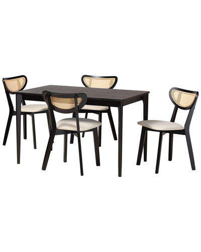 Baxton Studio Dannell Mid-century Modern 5pc Dining Set In Black