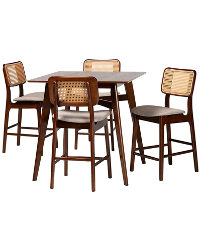 Baxton Studio Dannon Mid-century Modern 5pc Pub Set In Brown