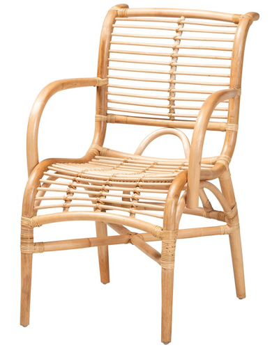 Baxton Studio Seminyak Modern Bohemian Rattan Lounge Chair In Brown