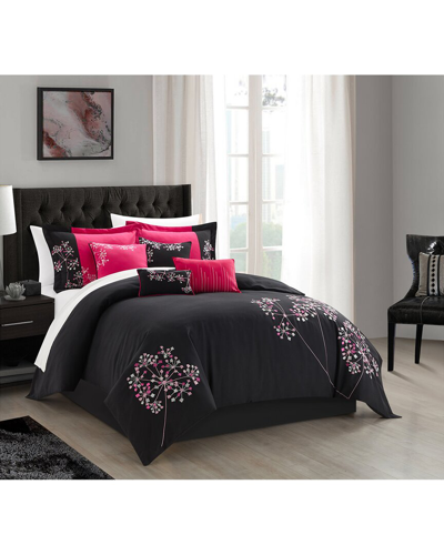 Chic Home Design Sakura 12pc Bed In A Bag Comforter Set In Black