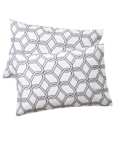 BROOKS BROTHERS BROOKS BROTHERS 200TC CHAIN LINK ALLOVER PRINTED COTTON SATEEN PILLOWCASE PAIR