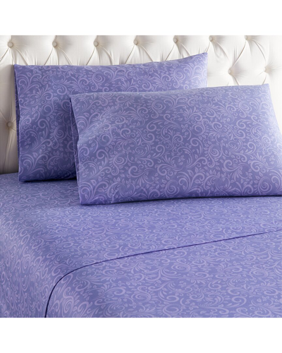 Shavel Home Products 150tc Micro Flannel¨ Printed Deep-pocket Sheet Set In Purple