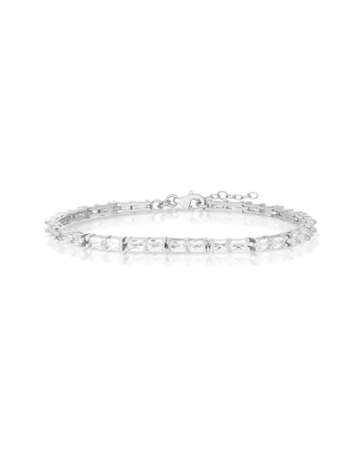 Sphera Milano 14k Over Silver Cz Baguette Tennis Bracelet