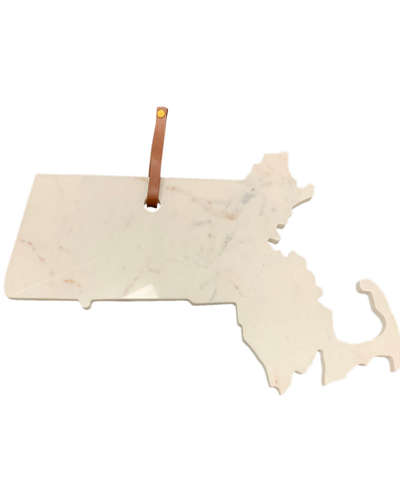 Bidkhome Large Polished Marble Massachusetts Cutting Board In White