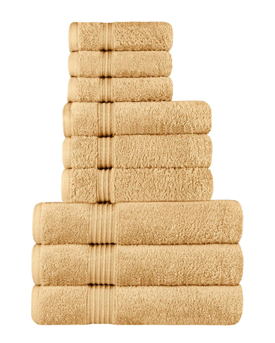 Superior Egyptian Cotton 9pc Highly Absorbent Solid Ultra Soft Towel Set In Brown