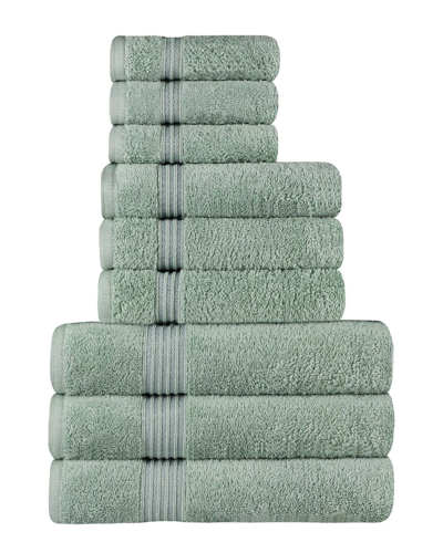 Superior Egyptian Cotton 9pc Highly Absorbent Solid Ultra Soft Towel Set In Green