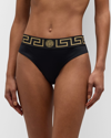 Versace Black Greca Border Bikini Bottom In A1008-black