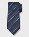 Tom Ford Men's Textured Stripe Silk Tie In Navy