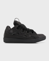 LANVIN MEN'S CURB CHUNKY LEATHER LOW-TOP SNEAKERS