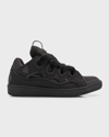 Lanvin Curb Round Toe Lace-up Sneakers In 10 - Black