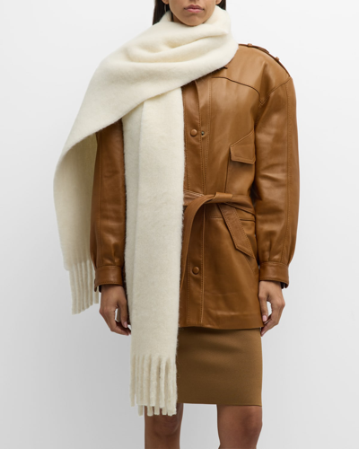 Ferragamo Double Scarf With Fringe In Neutral