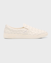 Bottega Veneta White Slip-on Sneakers With Intreccio Motif In Leather Man In Bianco
