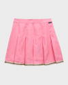 PALM ANGELS GIRL'S LOGO TRACK PLEATED SKIRT