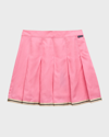 Palm Angels Stripe-trim Pleated Miniskirt In Rose Quartz Black