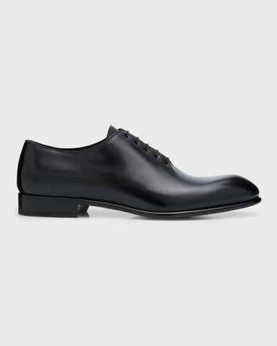 Zegna Men's Vienna Blake Hand-buffed Leather Oxfords In Black