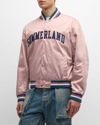 Nahmias Summerland Boxy-fit Satin Varsity Jacket In Dust Pink