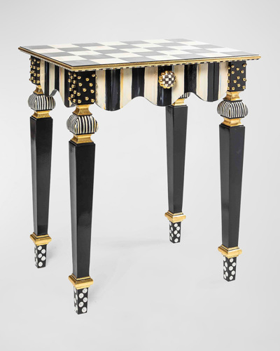 Mackenzie-childs Courtly Check And Stripe Side Table In Black
