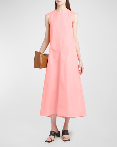 Jil Sander Bib-front Sleeveless Midi A-line Dress In Peony Blush