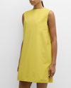 Jil Sander Sleeveless Mini Shift Dress In Golden Green
