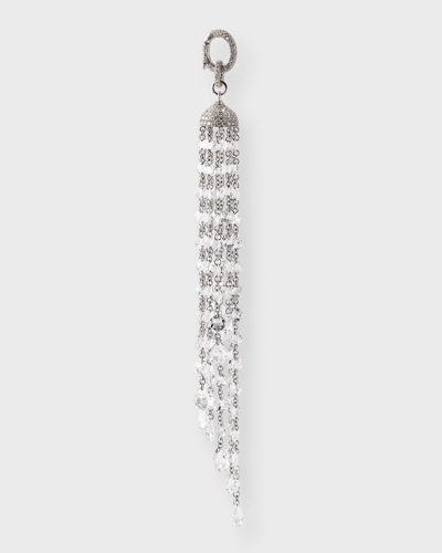 64 Facets 18k White Gold Spiral Tassel Pendant With Round And Pear Rose Cut Diamonds In Metallic