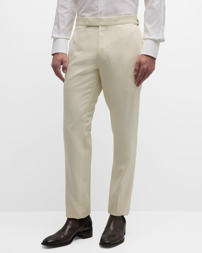 Tom Ford Men's Textured Silk Shelton Trousers In Bone