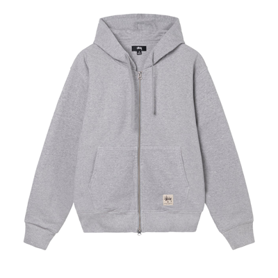 Pre-owned Stussy Double Face Label Zip Hoodie 'grey Heather'