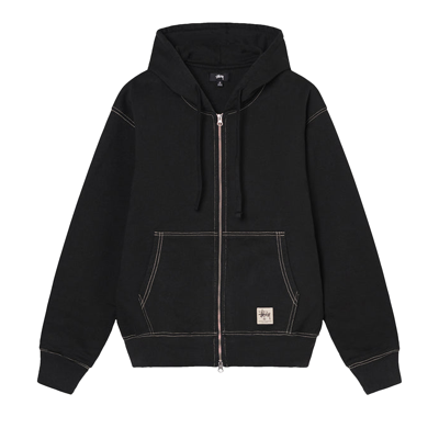 Pre-owned Stussy Double Face Label Zip Hoodie 'black'