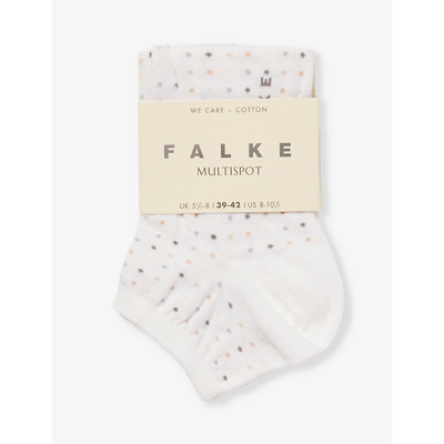 Falke Womens White Multi-spot Ankle-rise Stretch-cotton Blend Socks