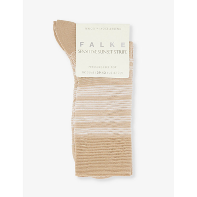 Falke Mens Pearl Stripe-pattern Calf-rise Stretch-woven Socks