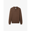 Reiss Mens Pecan Brown Milburn Open-collar Wool Jumper