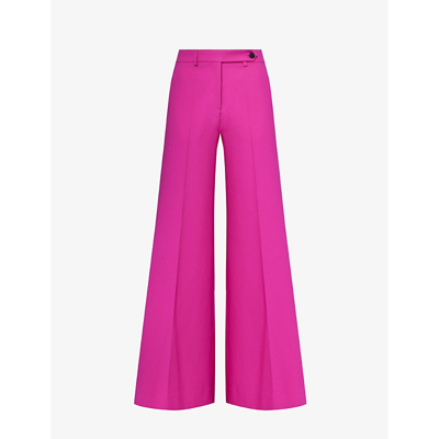 Me And Em Womens Electric Pink Flared Wide-leg Mid-rise Stretch-woven Trousers