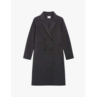 Claudie Pierlot Womens  Double-sided Double-breasted Wool-blend Coat In Noir / Gris