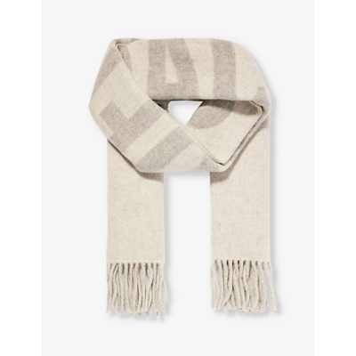 Jacquemus Womens Grey L'echarpe Branded Wool Knitted Scarf