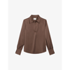 Claudie Pierlot Womens Bruns Collar V-neck Satin Shirt In Bruns