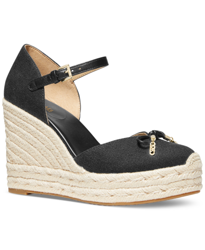 Michael Kors Michael  Women's Nori Espadrille Platform Wedge Sandals In Black