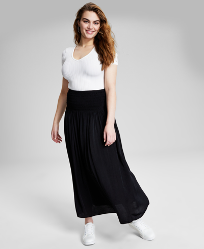 And Now This Women's Smocked Waist Maxi Skirt In Black