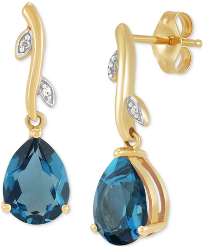 Macy's Amethyst (1-7/8 Ct. T.w.) & Diamond Accent Vine Motif Drop Earrubgs In 14k Gold (also In London Blue In London Blue Topaz
