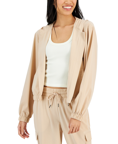 Hippie Rose Juniors' Athletic Hoodie Jacket In Neutral