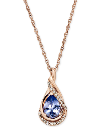 Macy's Tanzanite (5/8 Ct. T.w.) And Diamond Accent Pendant Necklace In 14k Rose Gold