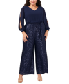 MSK PLUS SIZE SEQUINED SPLIT-SLEEVE JUMPSUIT