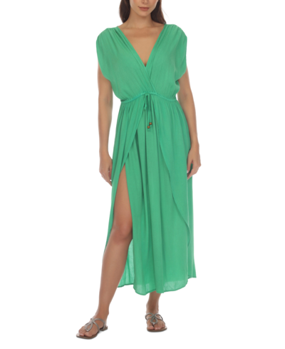 Raviya Front-slit Cover-up Dress In Green