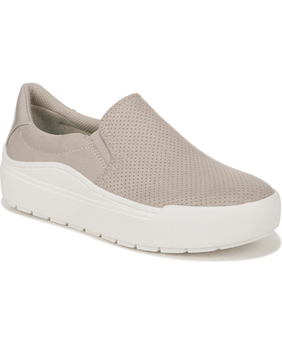 Dr. Scholl's Women's Time Off Slip On Platform Sneakers In Oyster Grey Microfiber